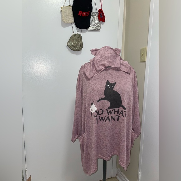 Black cat I do what I want ear hoodie - Picture 1 of 2